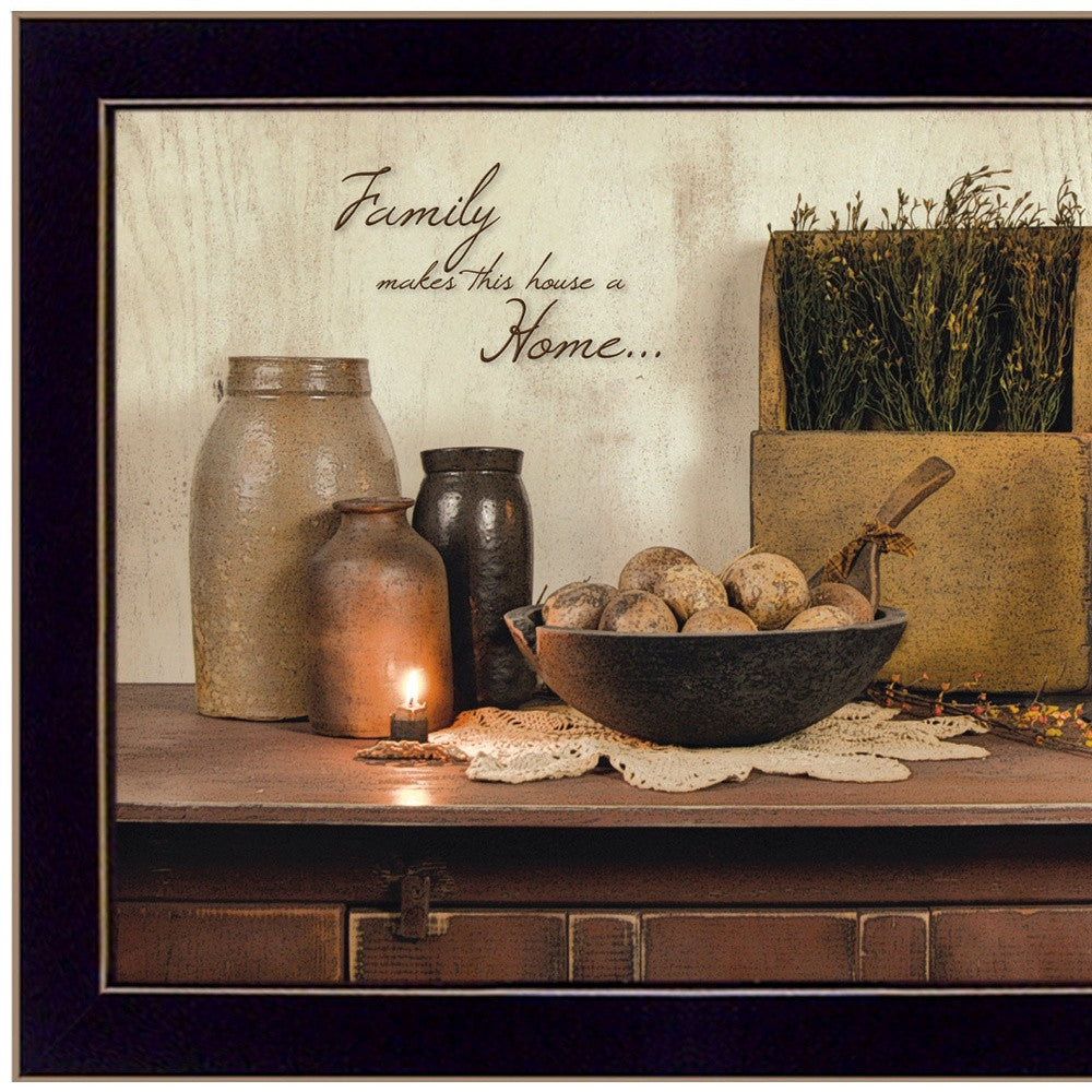 Family Makes a House a Home Black Framed Print Wall Art