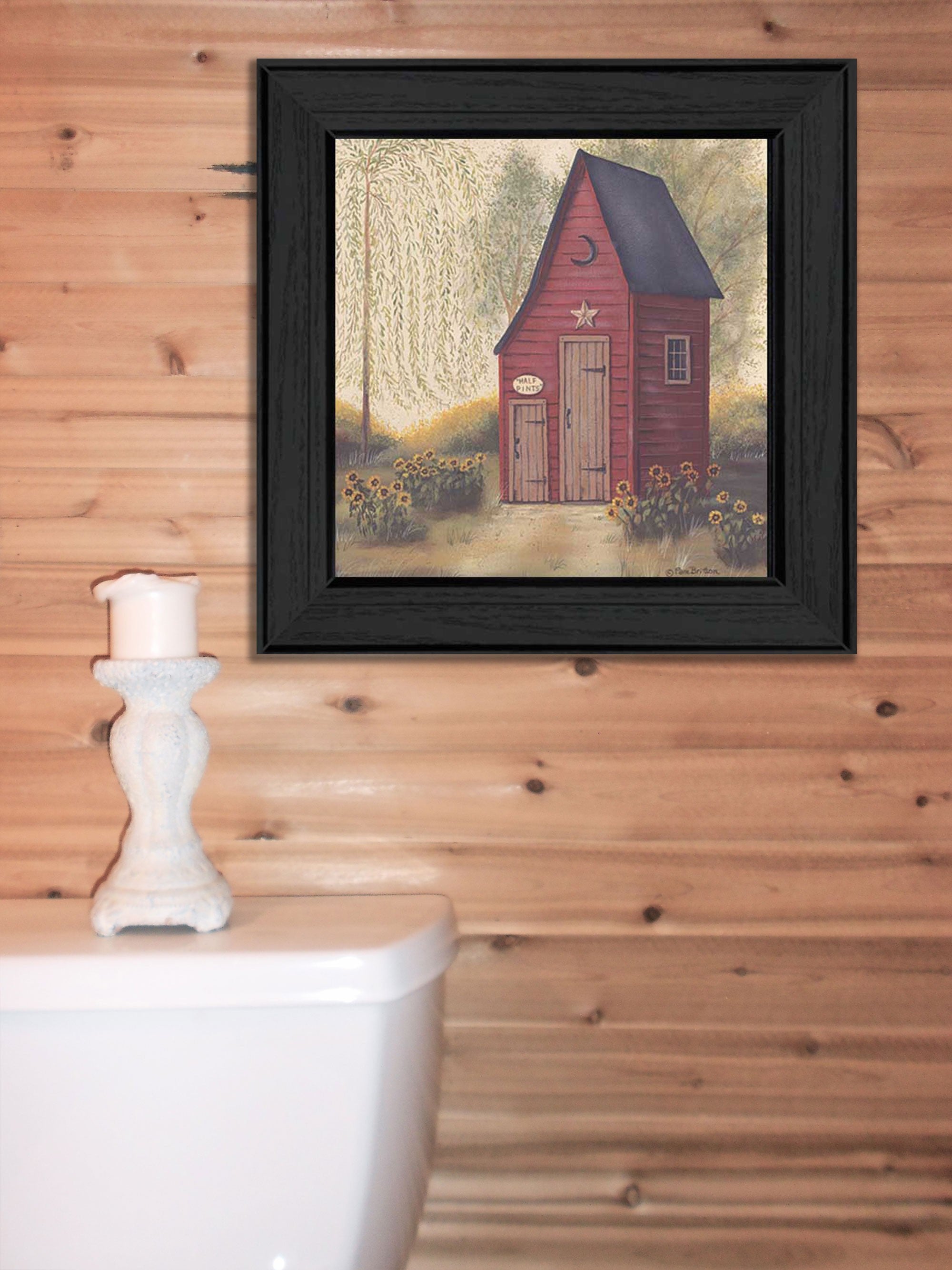 Folk Art Outhouse Black Framed Print Wall Art