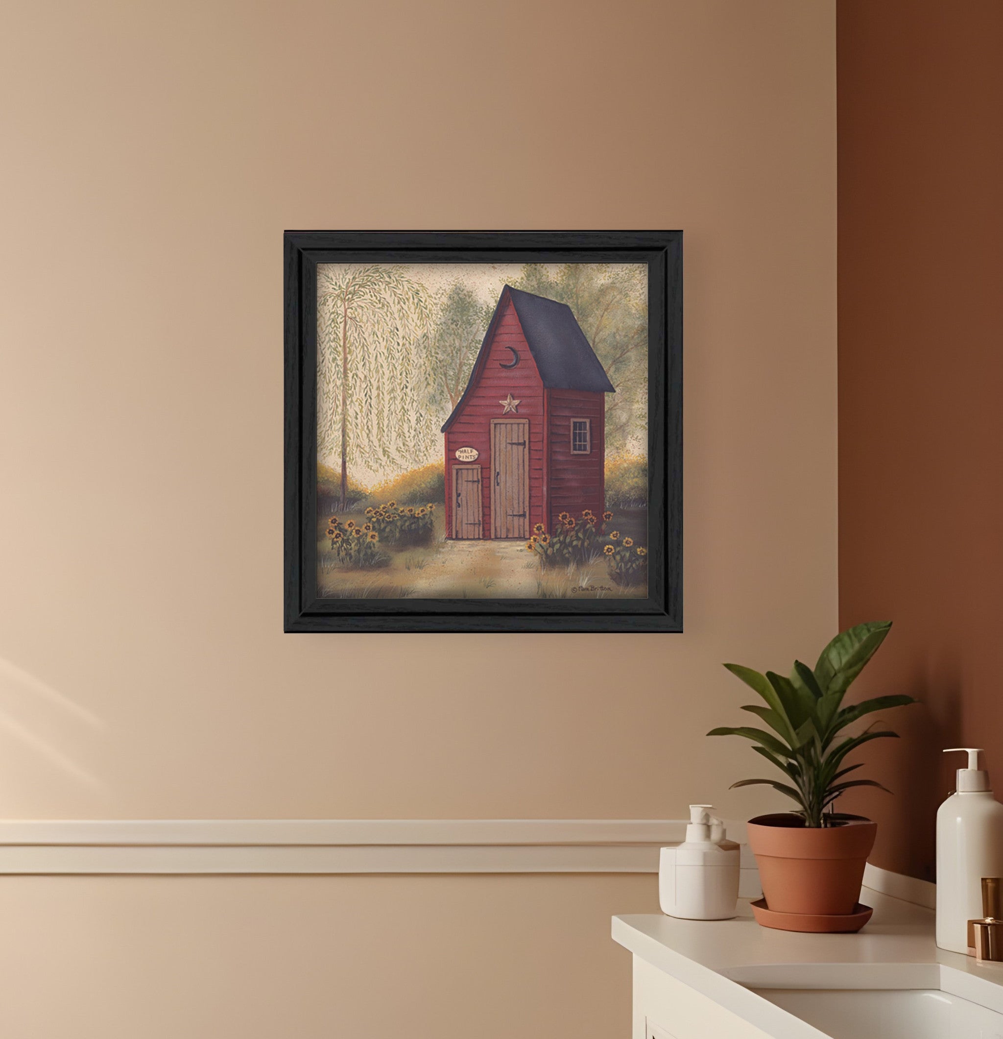 Folk Art Outhouse Black Framed Print Wall Art