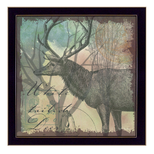 Deer Black Framed Print Wall Art