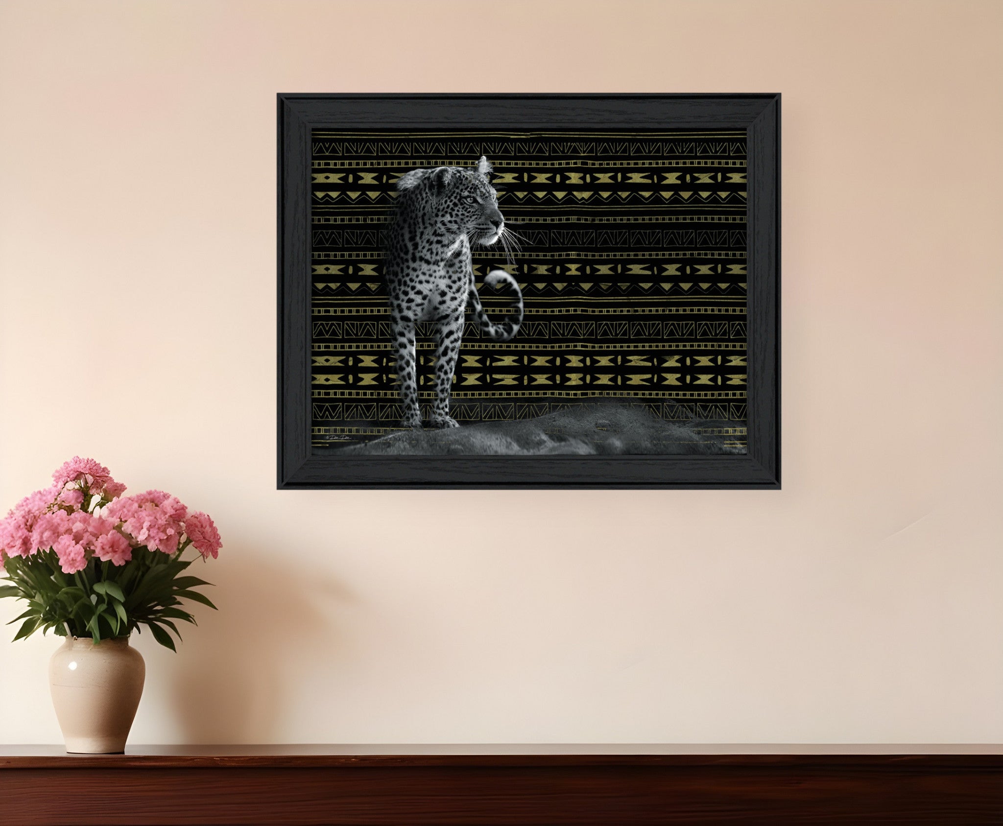 Patterned Leopard Black Framed Print Wall Art