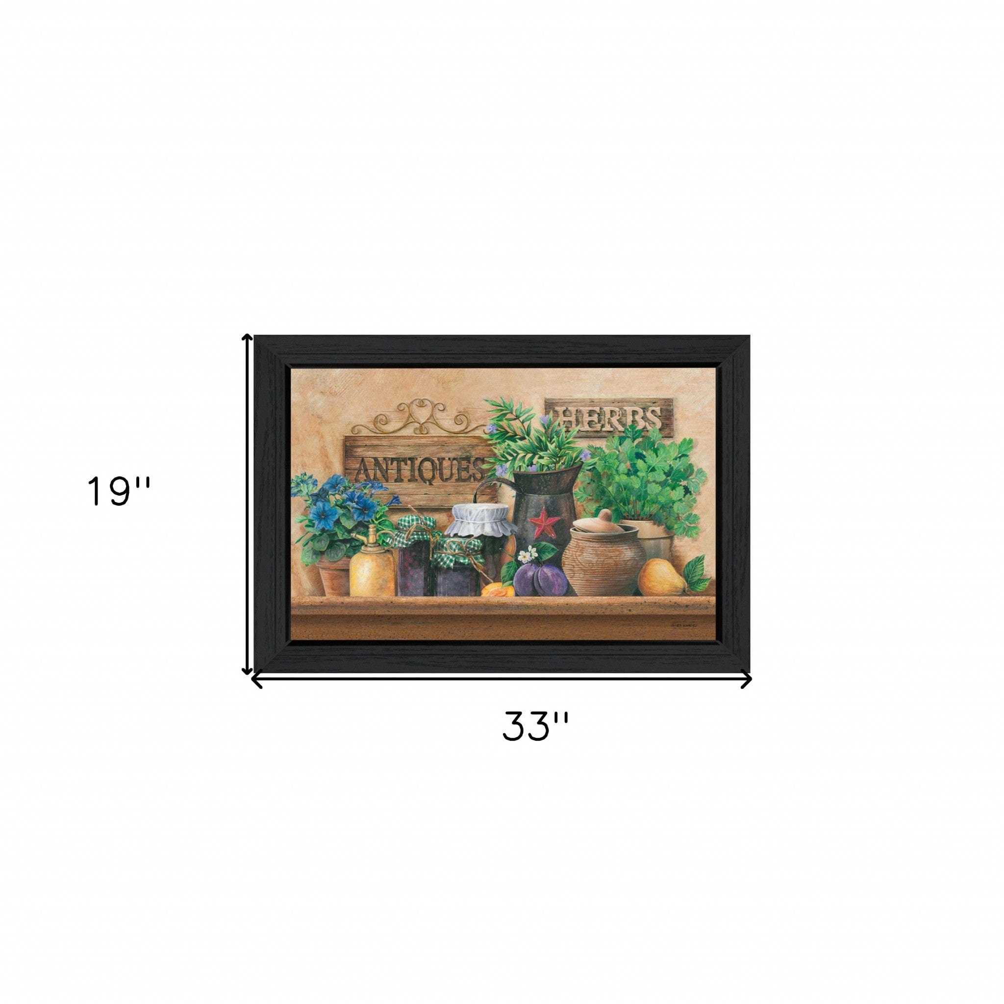 Antiques and Herbs 3 Black Framed Print Kitchen Wall Art - Homeroots