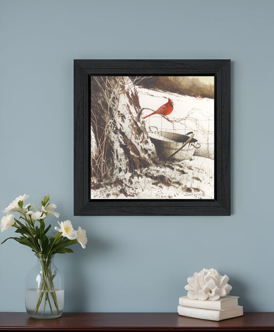 Country Cardinal Black Framed Print Wall Art