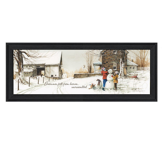 Snowmen from Heaven 1 Black Framed Print Wall Art - Homeroots