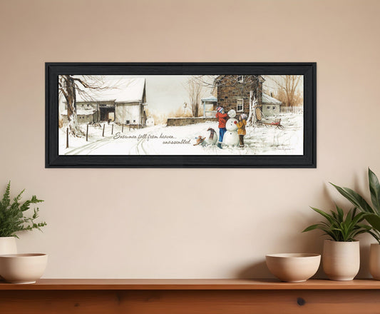 Snowmen from Heaven 1 Black Framed Print Wall Art - Homeroots