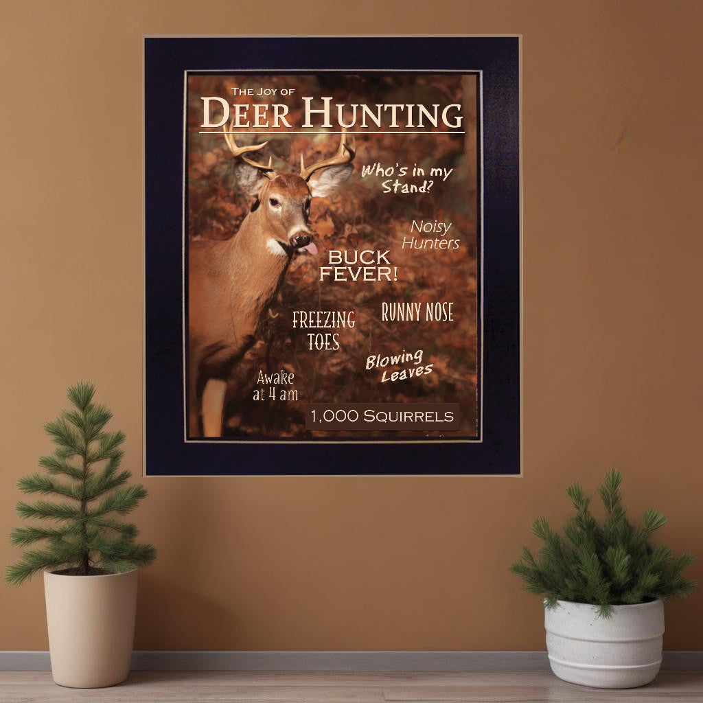 Joy of Hunting deer Black Framed Print Wall Art