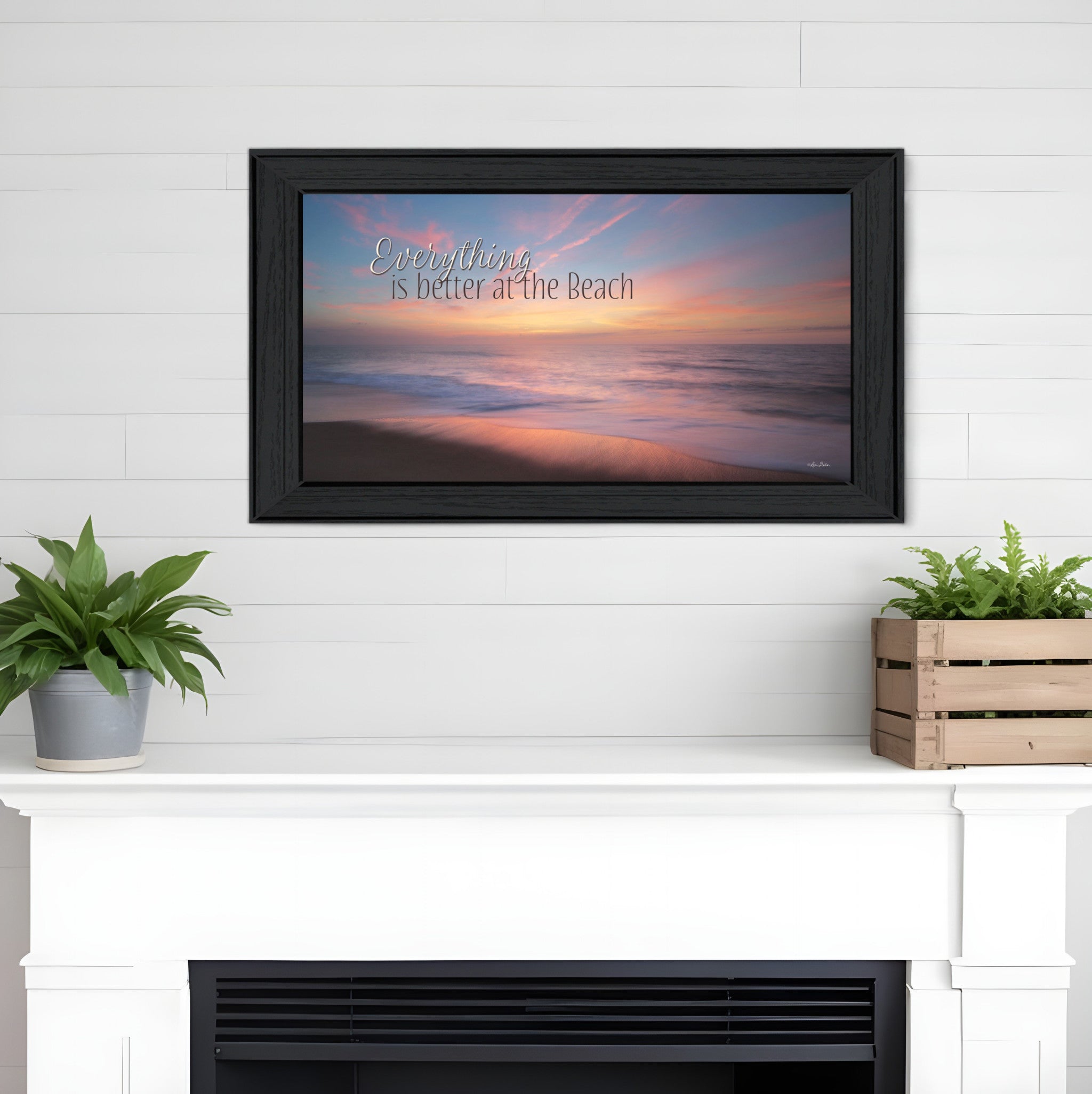 At the Beach Black Framed Print Wall Art