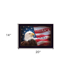 One Nation Under God Flag Black Framed Print Wall Art