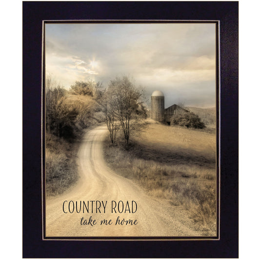 Country Road Take Me Home 2 Black Framed Print Wall Art