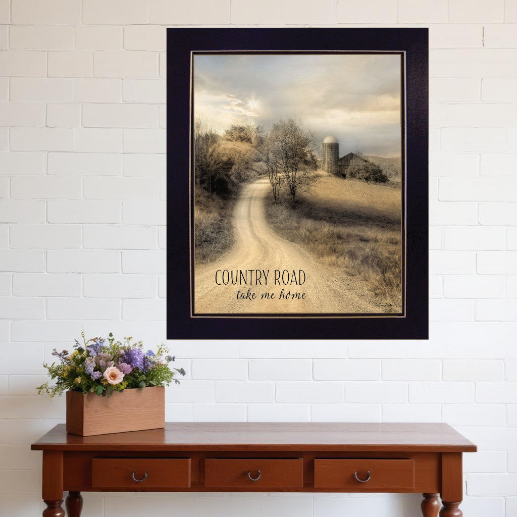 Country Road Take Me Home 2 Black Framed Print Wall Art