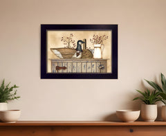 Duck and Berry Still Life Black Framed Print Wall Art