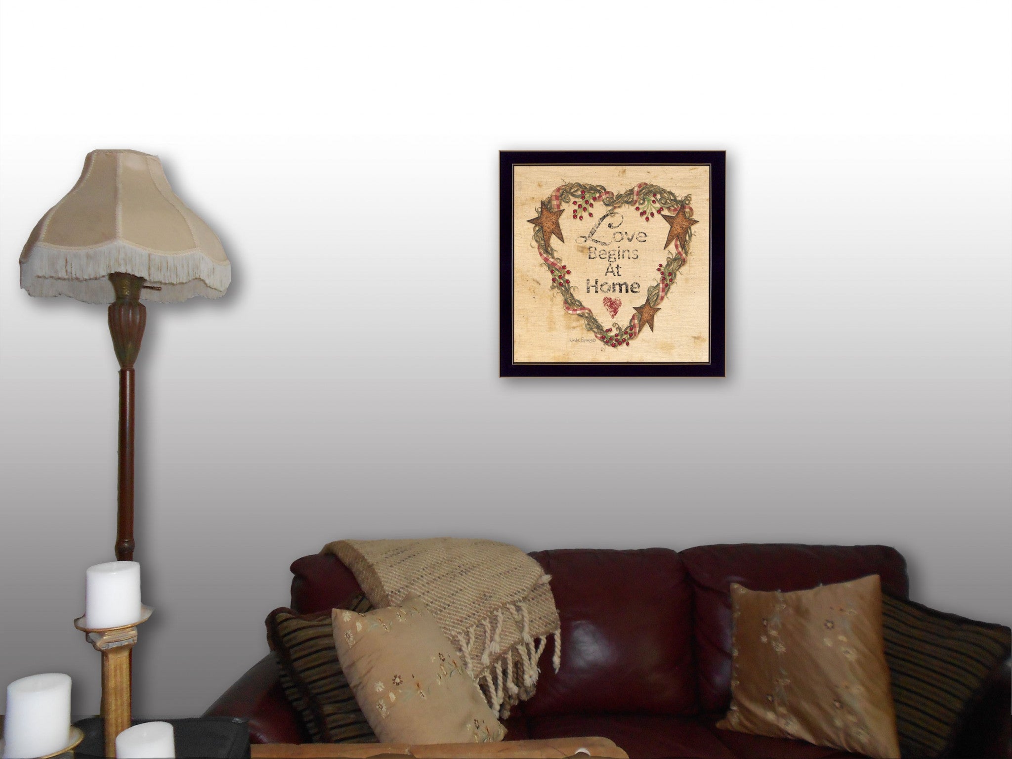 Love Begins at Home 1 Black Framed Print Wall Art