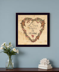 Love Begins at Home 1 Black Framed Print Wall Art