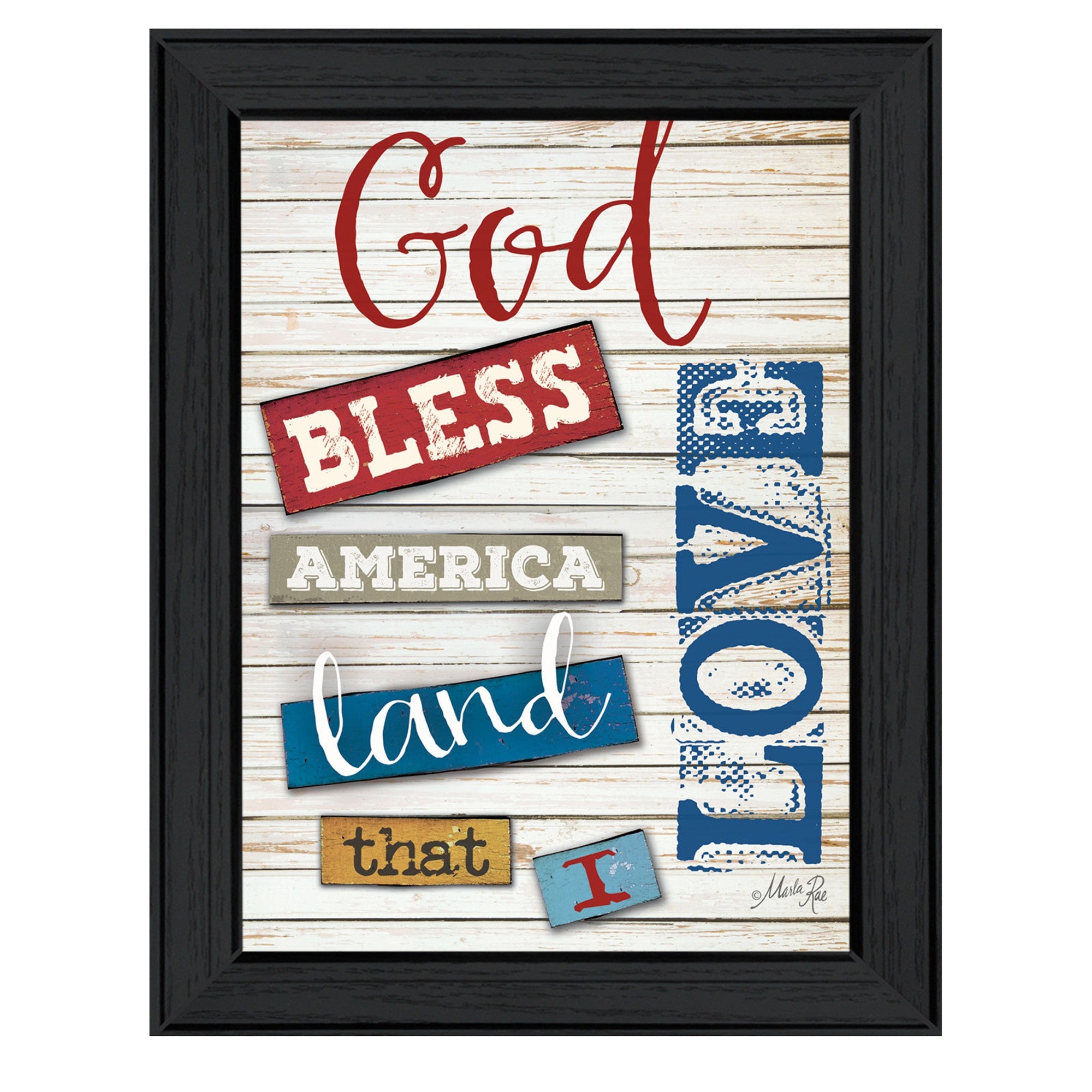 God Bless America 4 Black Framed Print Wall Art