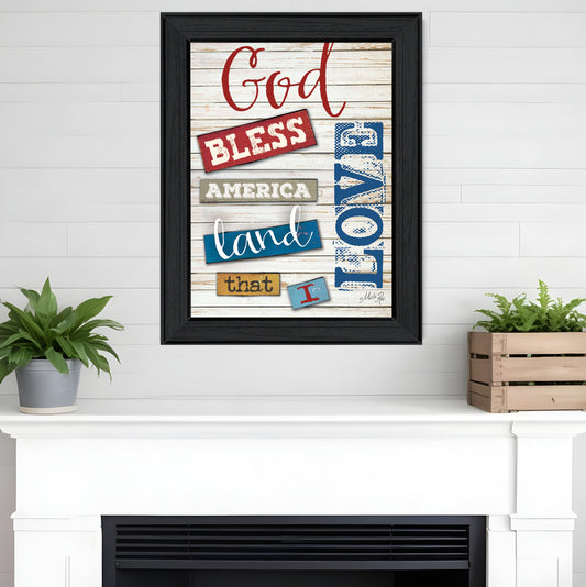 God Bless America 4 Black Framed Print Wall Art