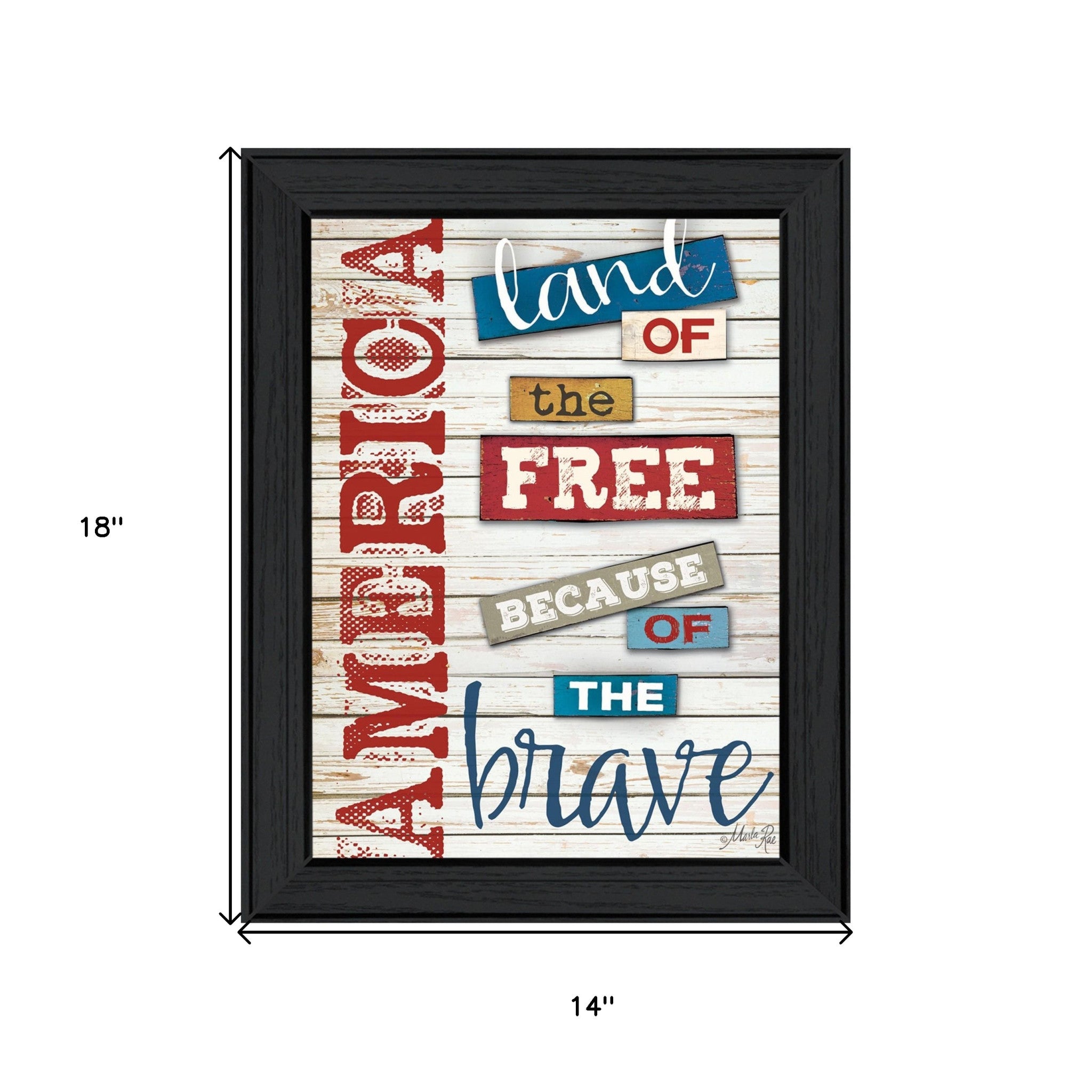 America Land of the Free Black Framed Print Wall Art