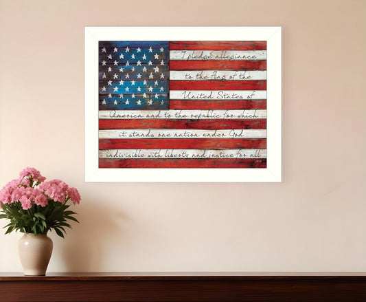 Pledge of Allegiance 4 White Framed Print Wall Art - Homeroots