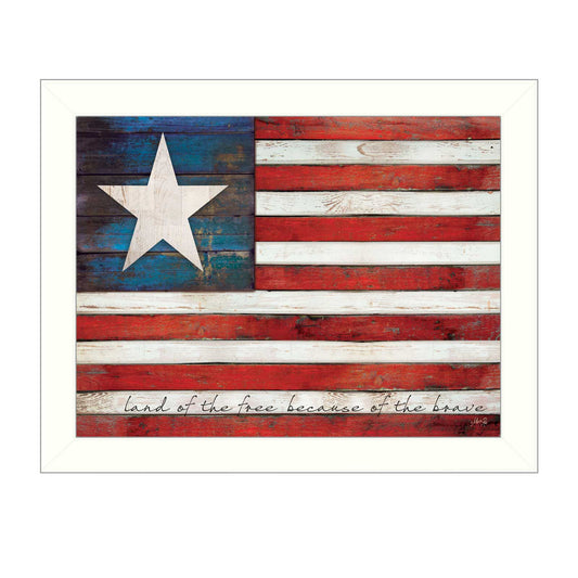 Land of the Free White Framed Print Wall Art