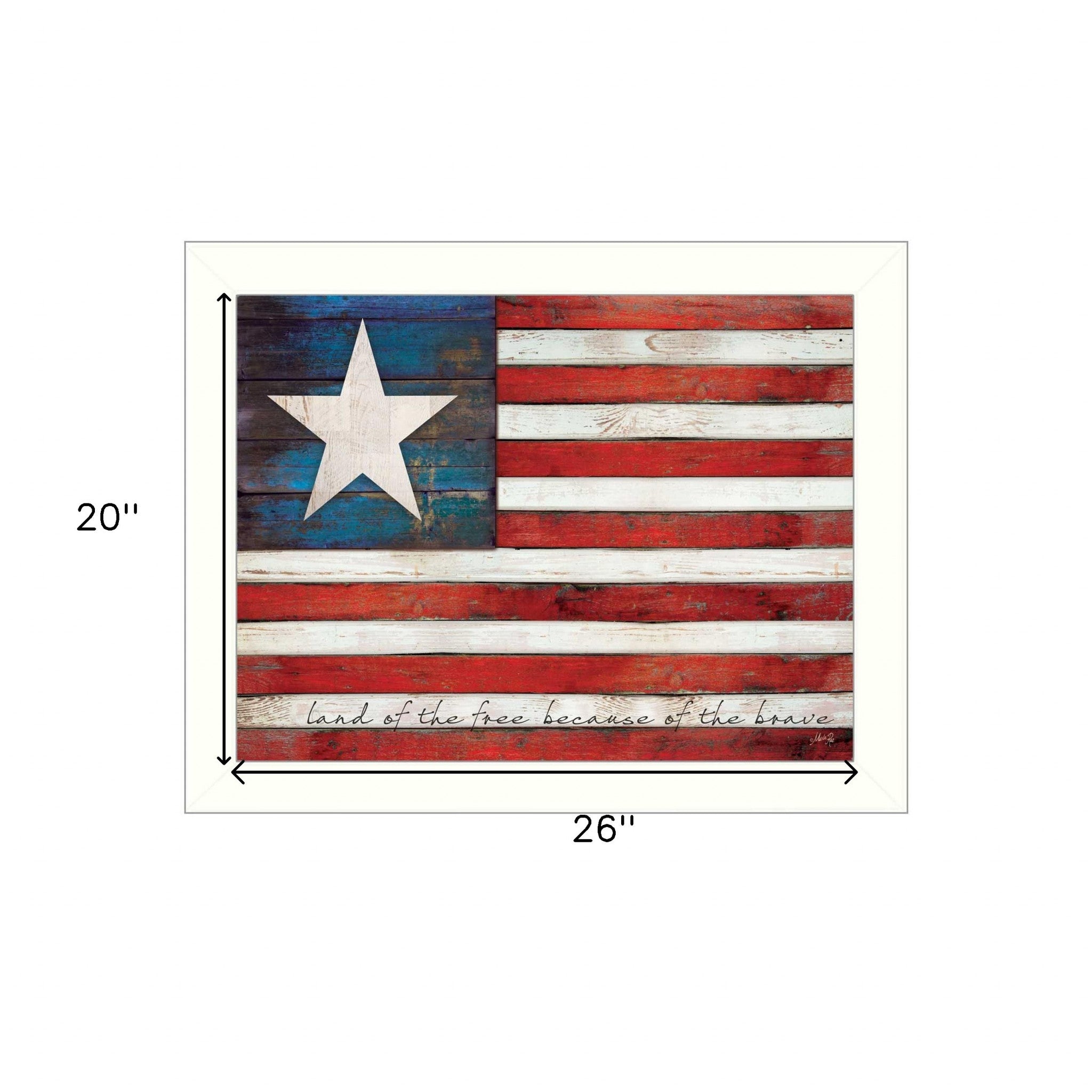 Land of the Free White Framed Print Wall Art