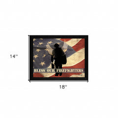 Bless our Firefighters Black Framed Print Wall Art