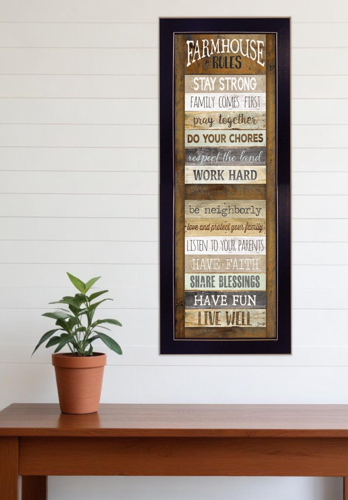 Farmhouse Rules 1 Black Framed Print Wall Art