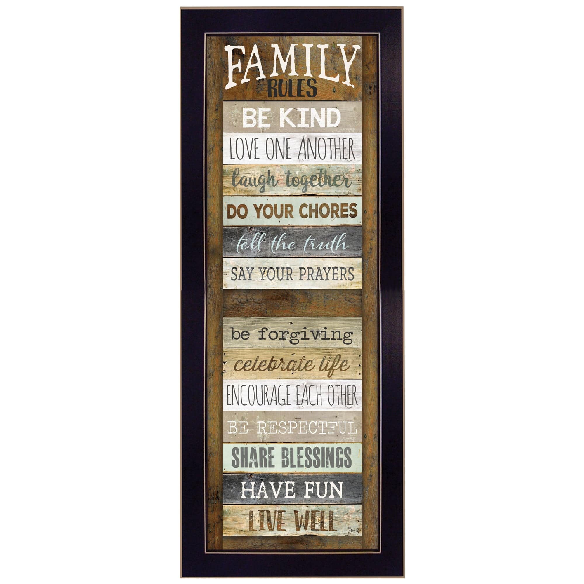 Family Rules Shutter 1 Black Framed Print Wall Art - Homeroots