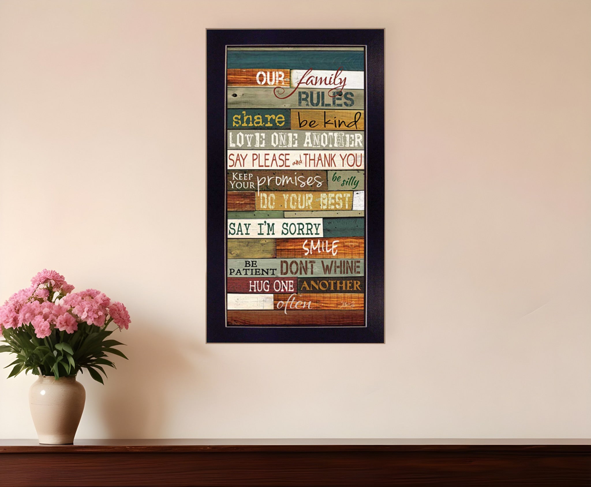 Our Family Rules Black Framed Print Wall Art