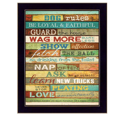 Dog Rules 8 Black Framed Print Wall Art