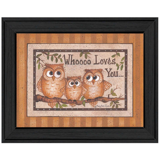 Whoooo Loves You Black Framed Print Wall Art