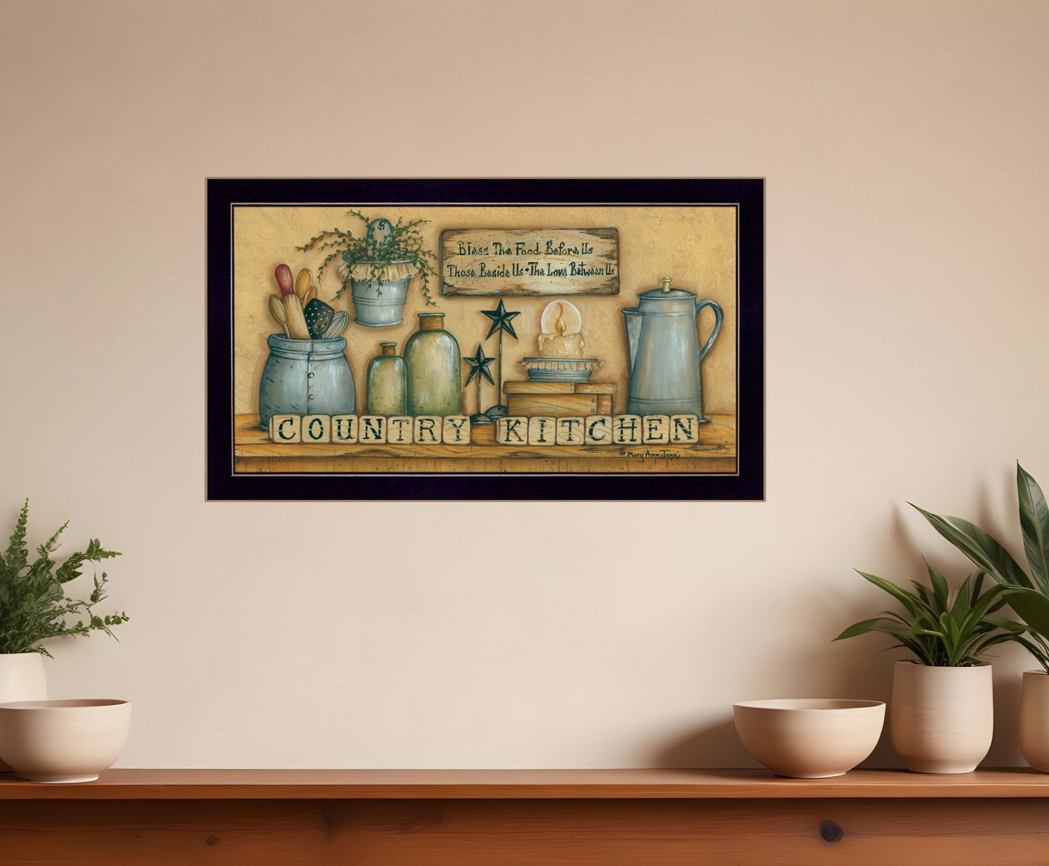 Country Kitchen 2 Black Framed Print Kitchen Wall Art