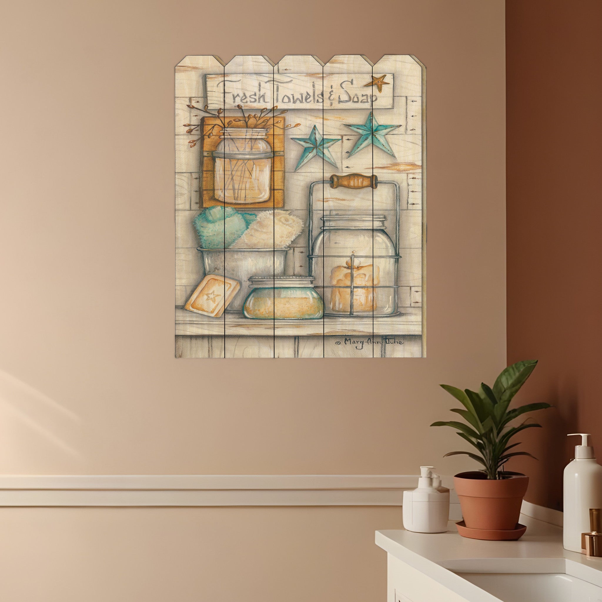 Fresh Towels and Soap Unframed Print Bathroom Wall Art