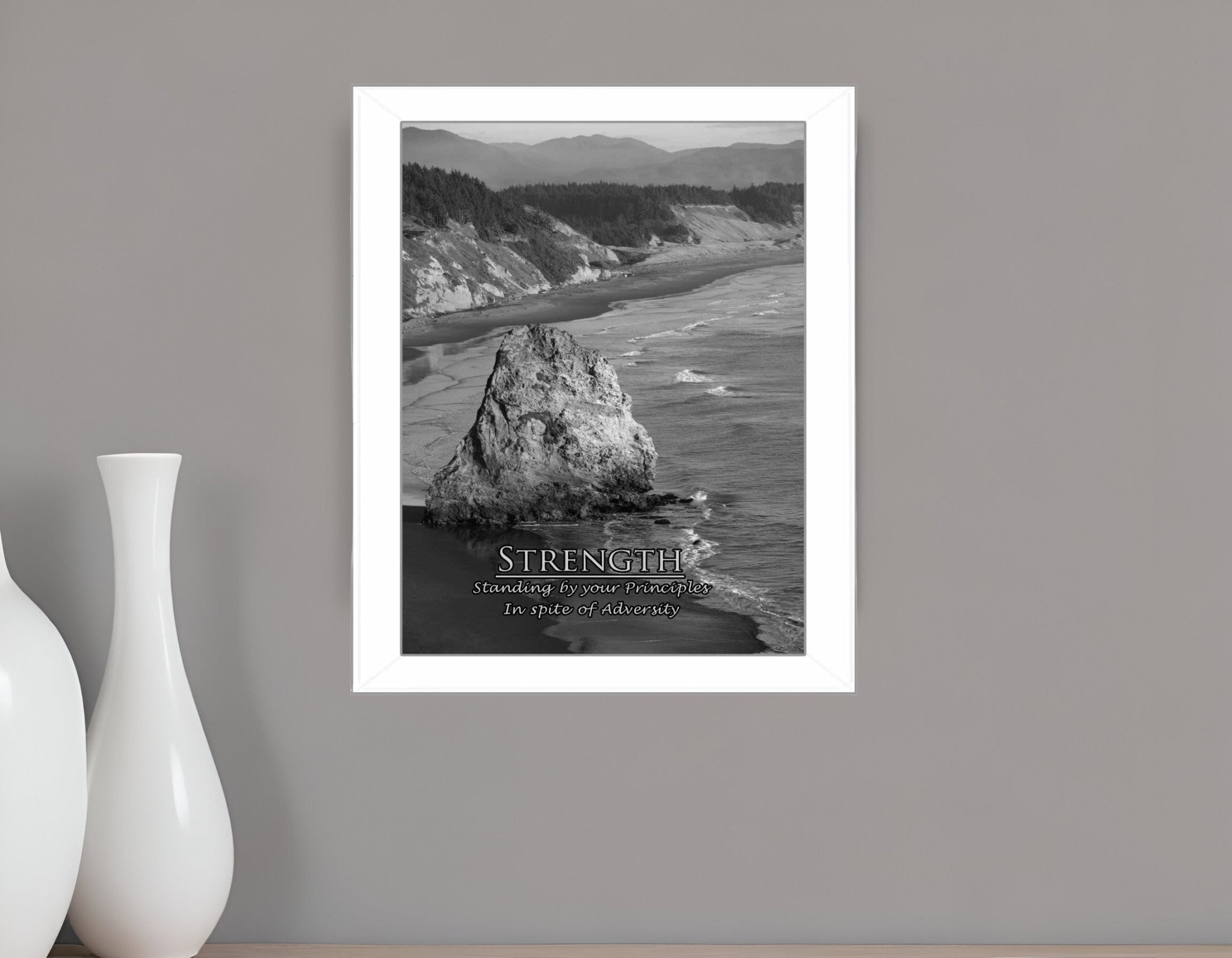 Strength 7 White Framed Print Wall Art