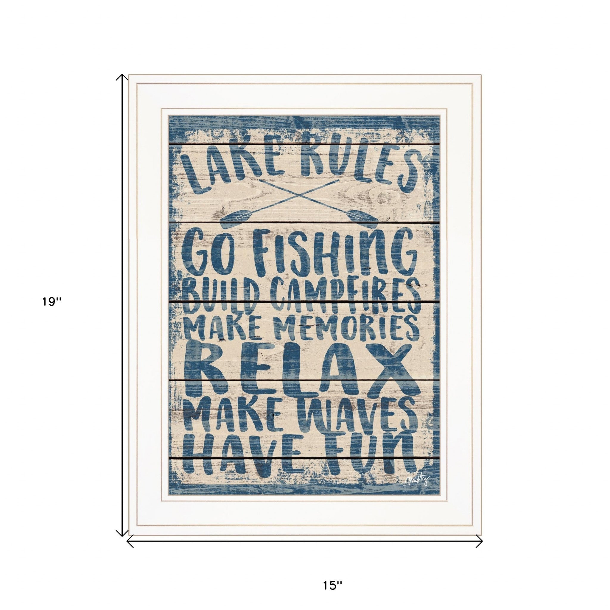 Lake Rules 1 White Framed Print Wall Art