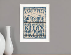 Lake Rules 1 White Framed Print Wall Art - Homeroots