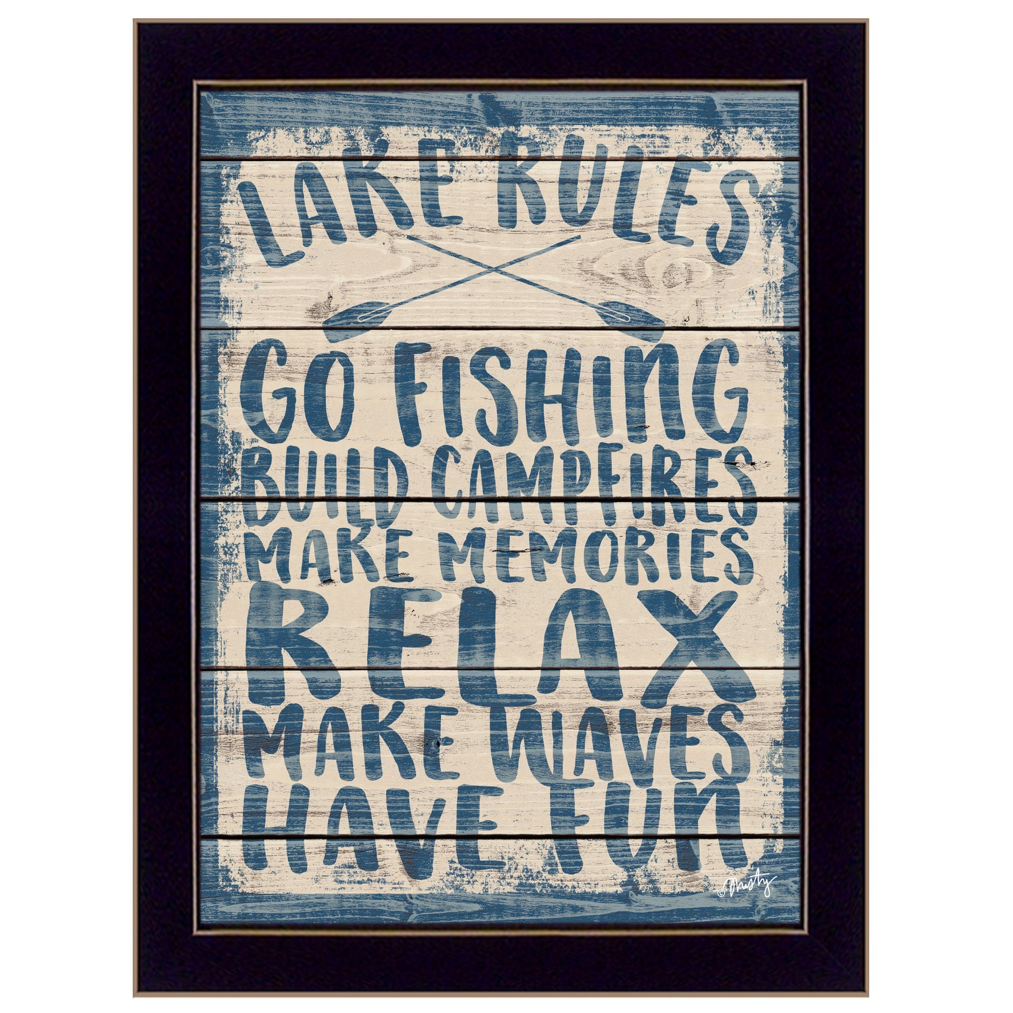 Lake Rules 2 Black Framed Print Wall Art