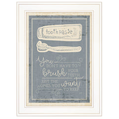 Brush Teeth 2 White Framed Print Wall Art