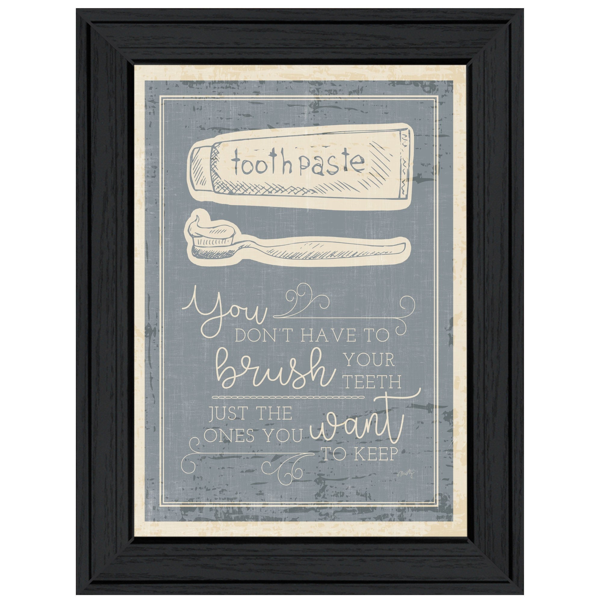 Brush Teeth 3 Black Framed Print Wall Art