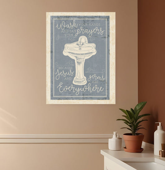 Wash Your Hands 5 White Framed Print Bathroom Wall Art