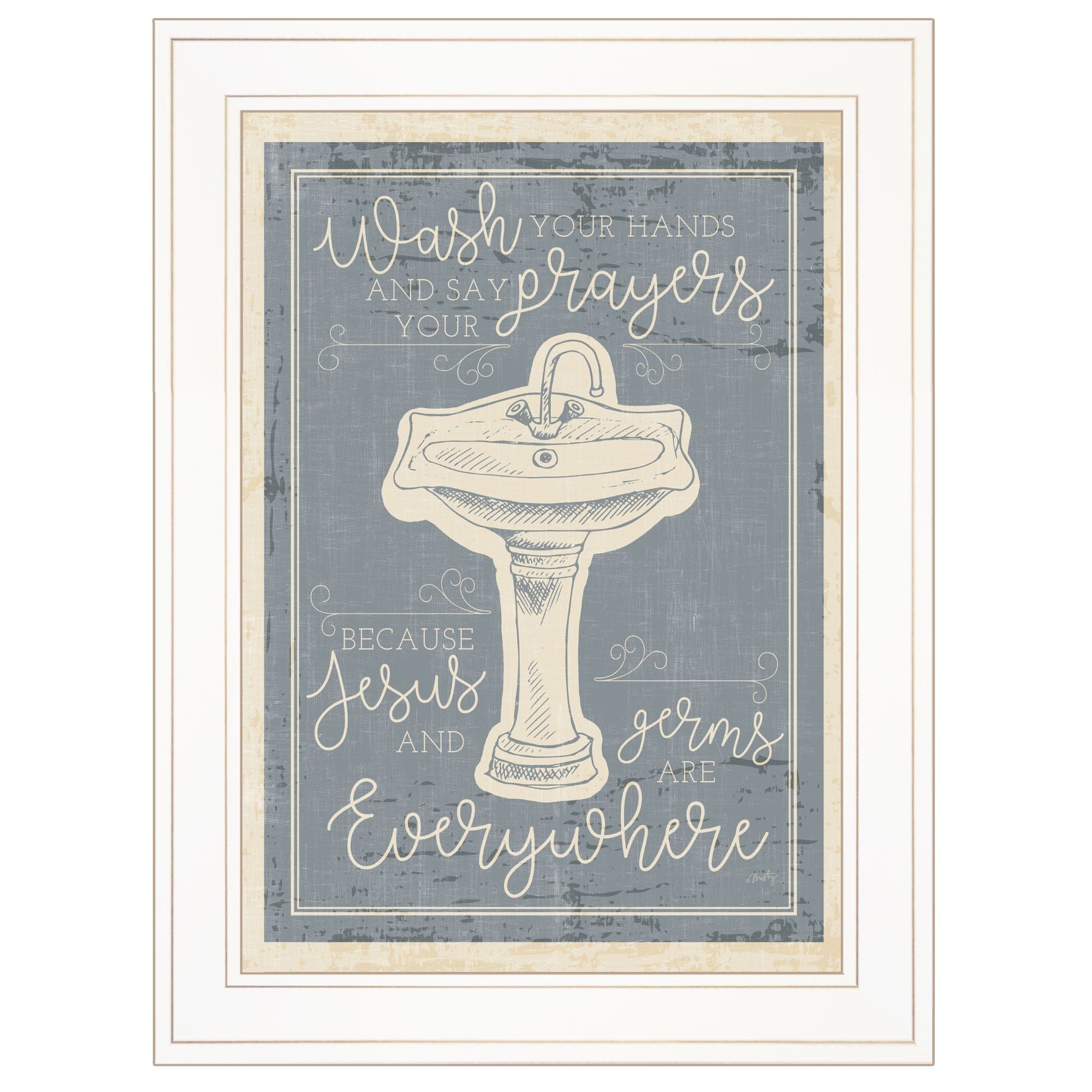 Wash Your Hands 6 White Framed Print Bathroom Wall Art