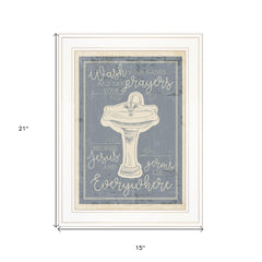 Wash Your Hands 6 White Framed Print Bathroom Wall Art