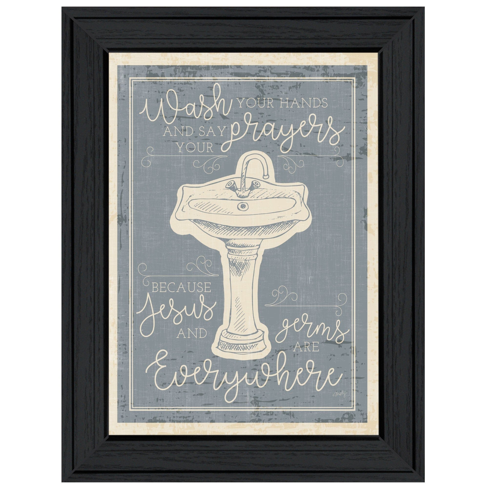 Wash Your Hands 7 Black Framed Print Bathroom Wall Art