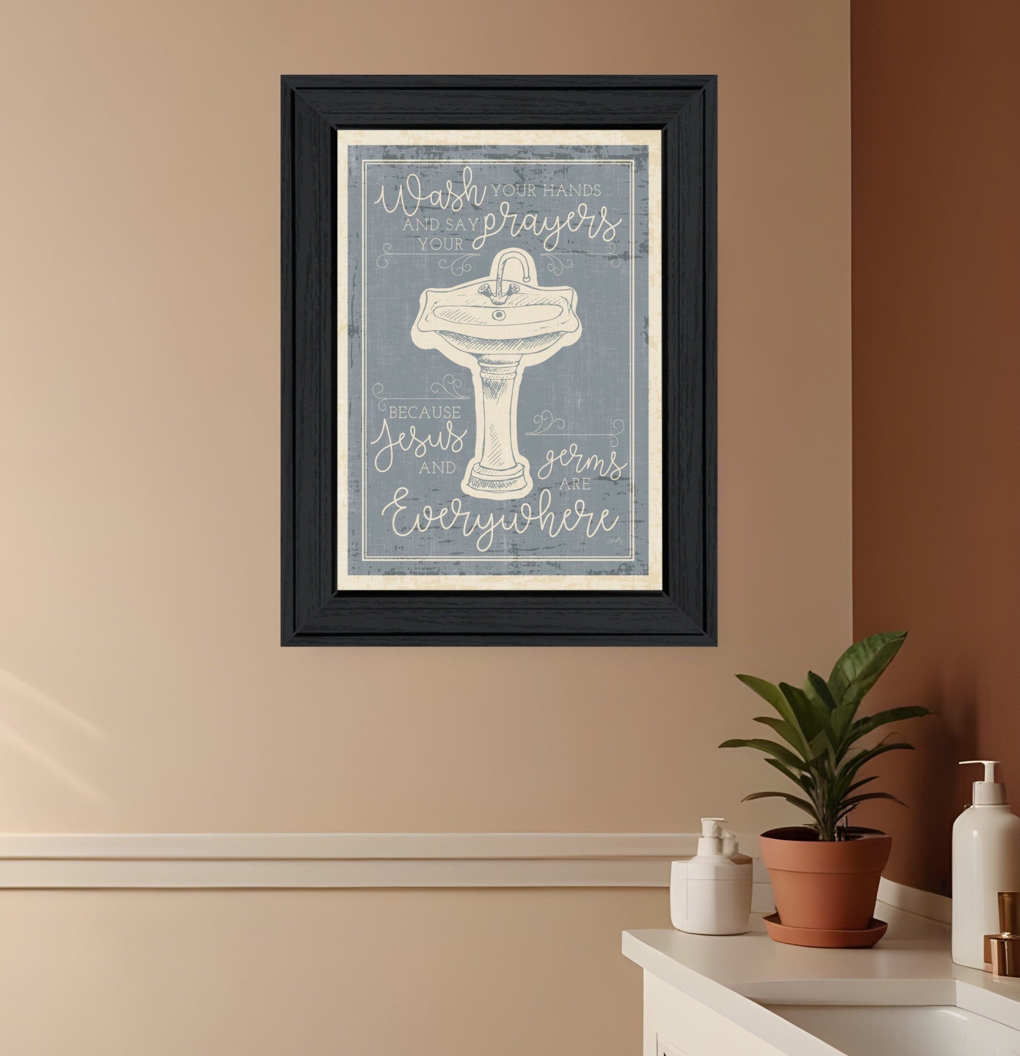 Wash Your Hands 7 Black Framed Print Bathroom Wall Art