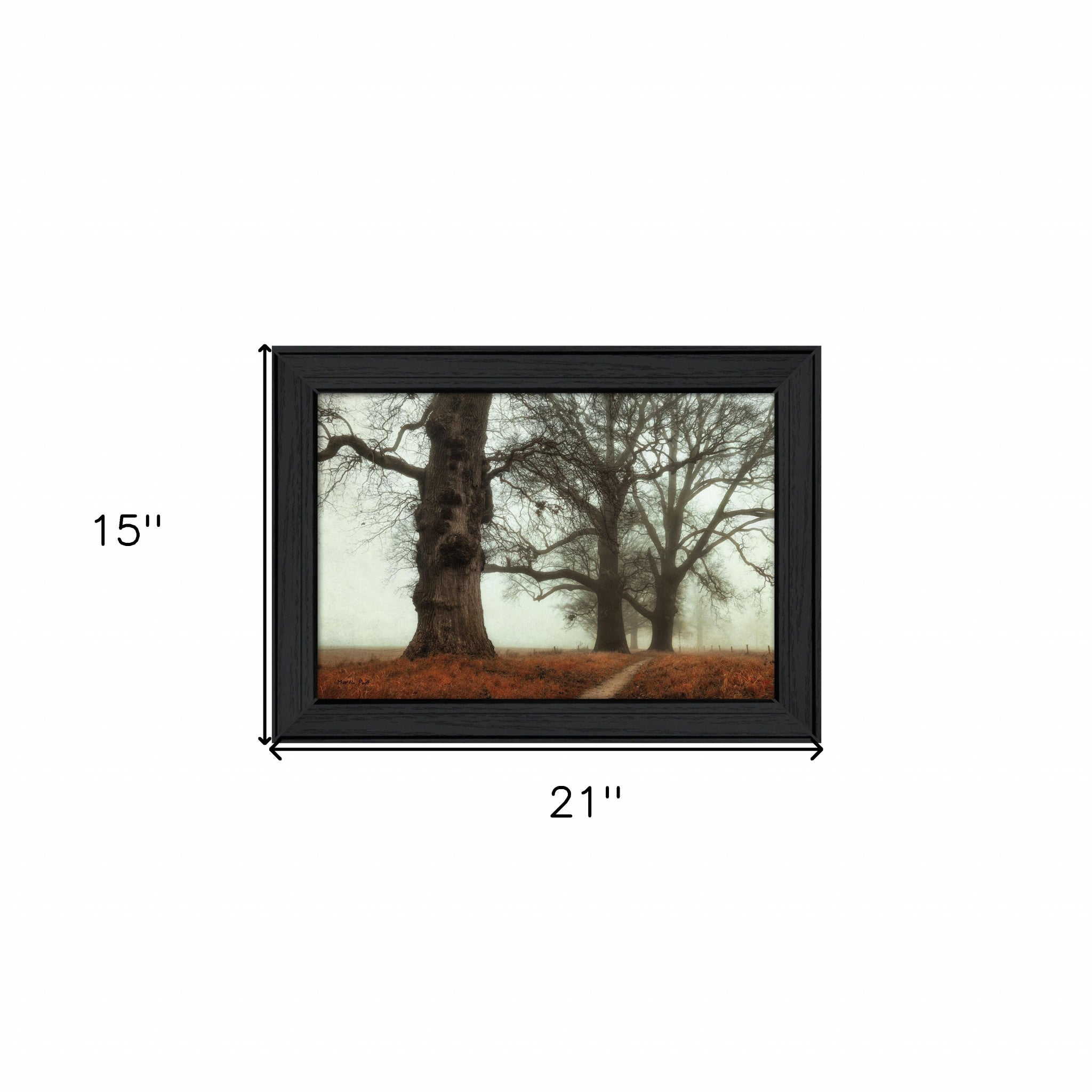 Misty Trees Black Framed Print Wall Art