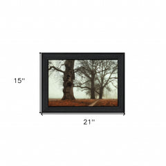 Misty Trees Black Framed Print Wall Art