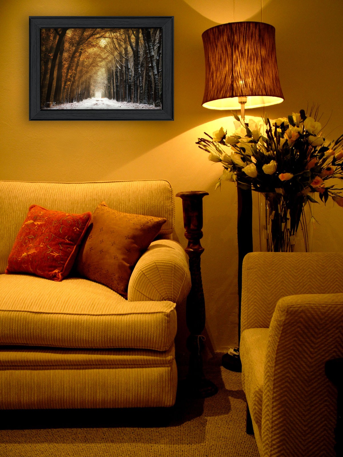 Autumn to Winter Black Framed Print Wall Art