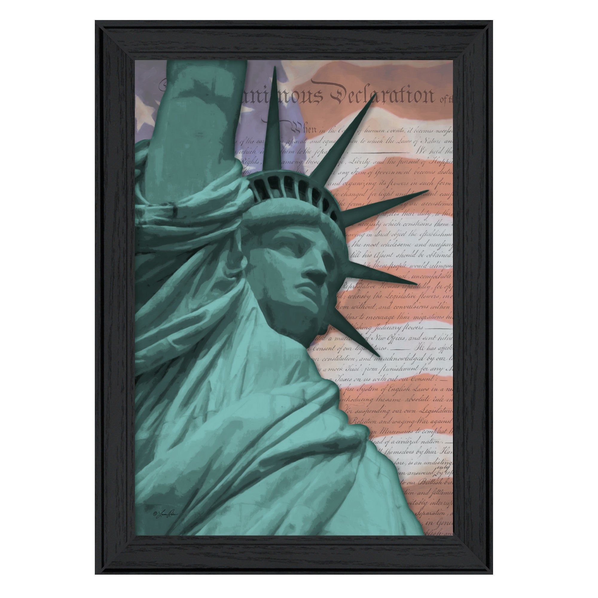 Lady Liberty Black Framed Print Wall Art