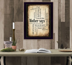 Mother Says 2 Black Framed Print Wall Art