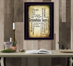 Grandma Says 2 Black Framed Print Wall Art