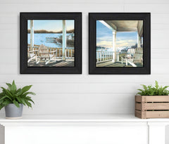 Set Of Two Lake Side Black Framed Print Wall Art