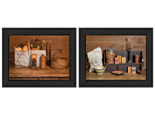 Set Of Two Baking Supplies Black Framed Print Wall Art